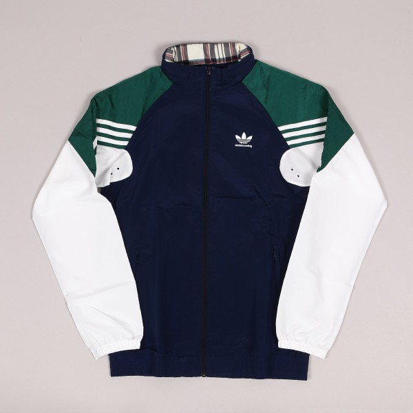Adidas blue green & hot sale white lightweight track jacket