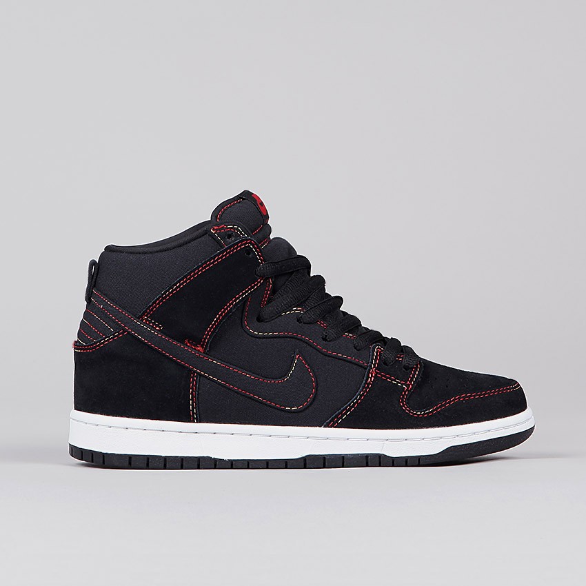 nike sb dunk black and white high
