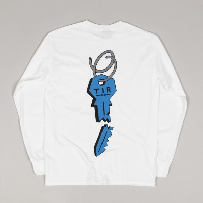 Tired Broken Key Pocket LS Tee White