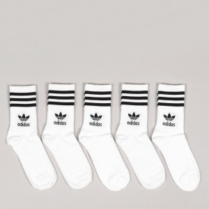 Adidas 5Pack Mid Cut Crew Socks White Black