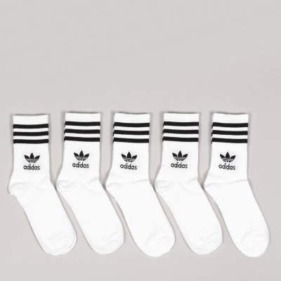 Adidas 5Pack Mid Cut Crew Socks White Black
