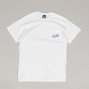 Quiet Life Cursive Pocket Tee White