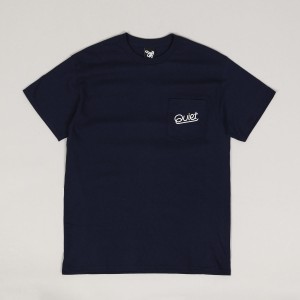 Quiet Life Cursive Pocket Tee Navy