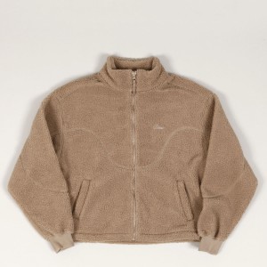 Dime Polar Sherpa Zip Crewneck Latte