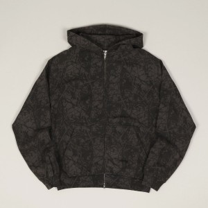 Butter Goods Woods Camo Zip Hoodie Wash Black