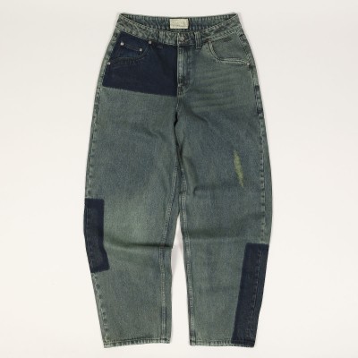 Dime Baggy Denim Pants Distressed Green