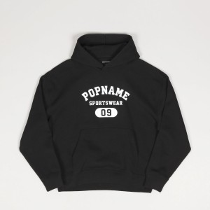 Popname Sportswear Hoodie Black White