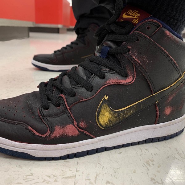 Nike SB x NBA Dunk High Pro Black Navy Red Skateboarding, Nike