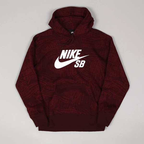 Nike SB AOP Hoodie Dark Beetroot White - Skateboarding, Nike SB, Adidas, Vans, Online Shop 
