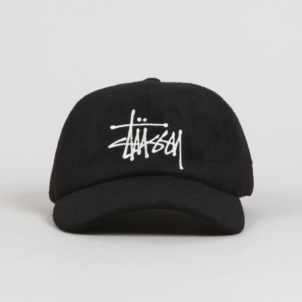 Stussy Fuzzy Big Logo Low Pro Cap Black - Skateboarding