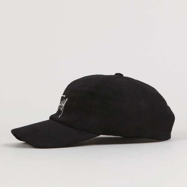 Stussy Fuzzy Big Logo Low Pro Cap Black - Skateboarding
