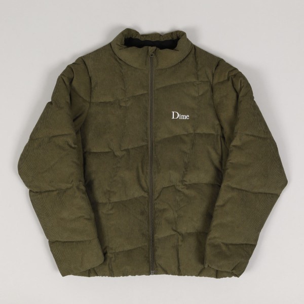 Dime オリーブ コーデュロイ ダウンジャケット Dime Corduroy Wave Puffer Jacket Olive
