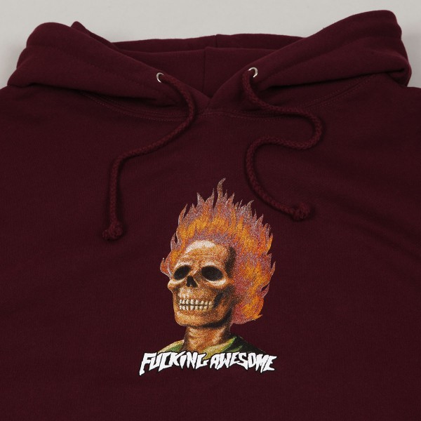 Fucking Awesome Flame Skull Hoodie Maroon - Skateboarding, Nike SB