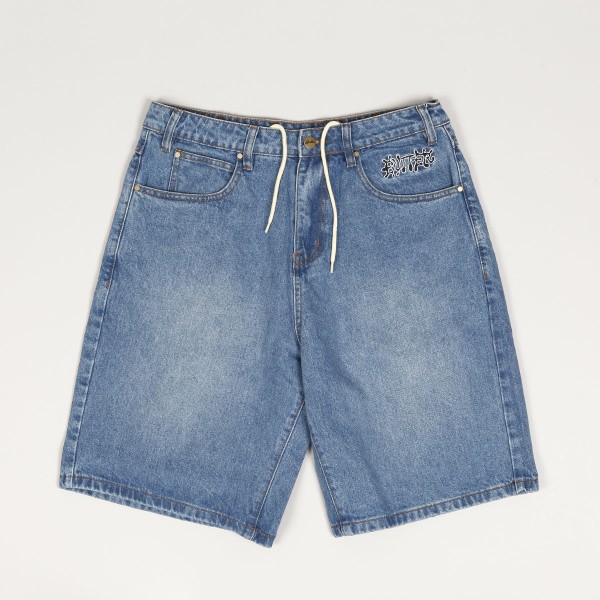 Butter Goods Ink Denim Shorts Worn Blue - Skateboarding