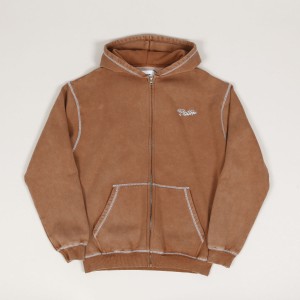 Butter Goods Jive Zip Hoodie Wash Brown