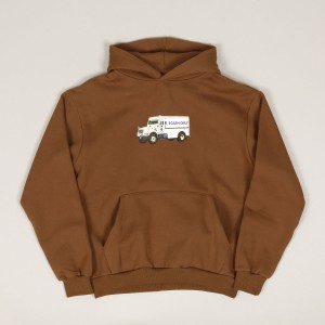 Cash Only Money Truck Hoodie Brown