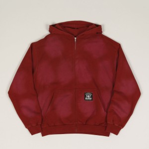 Butter Goods Garage Zip Hoodie Fade Burgundy