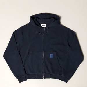 Butter Goods Waffle Zip Hoodie Navy Dye