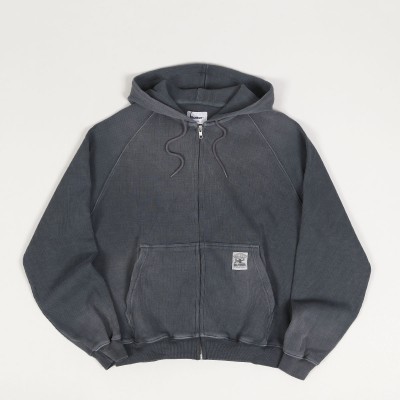 Butter Goods Faded Waffle Zip Hoodie Wash Black