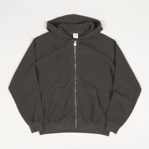 Polar Waffle Zip Hoodie Dirty Black
