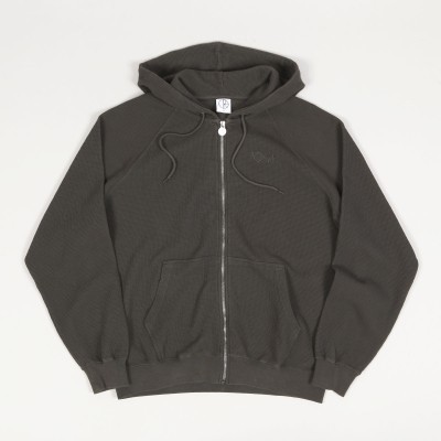 Polar Waffle Zip Hoodie Dirty Black