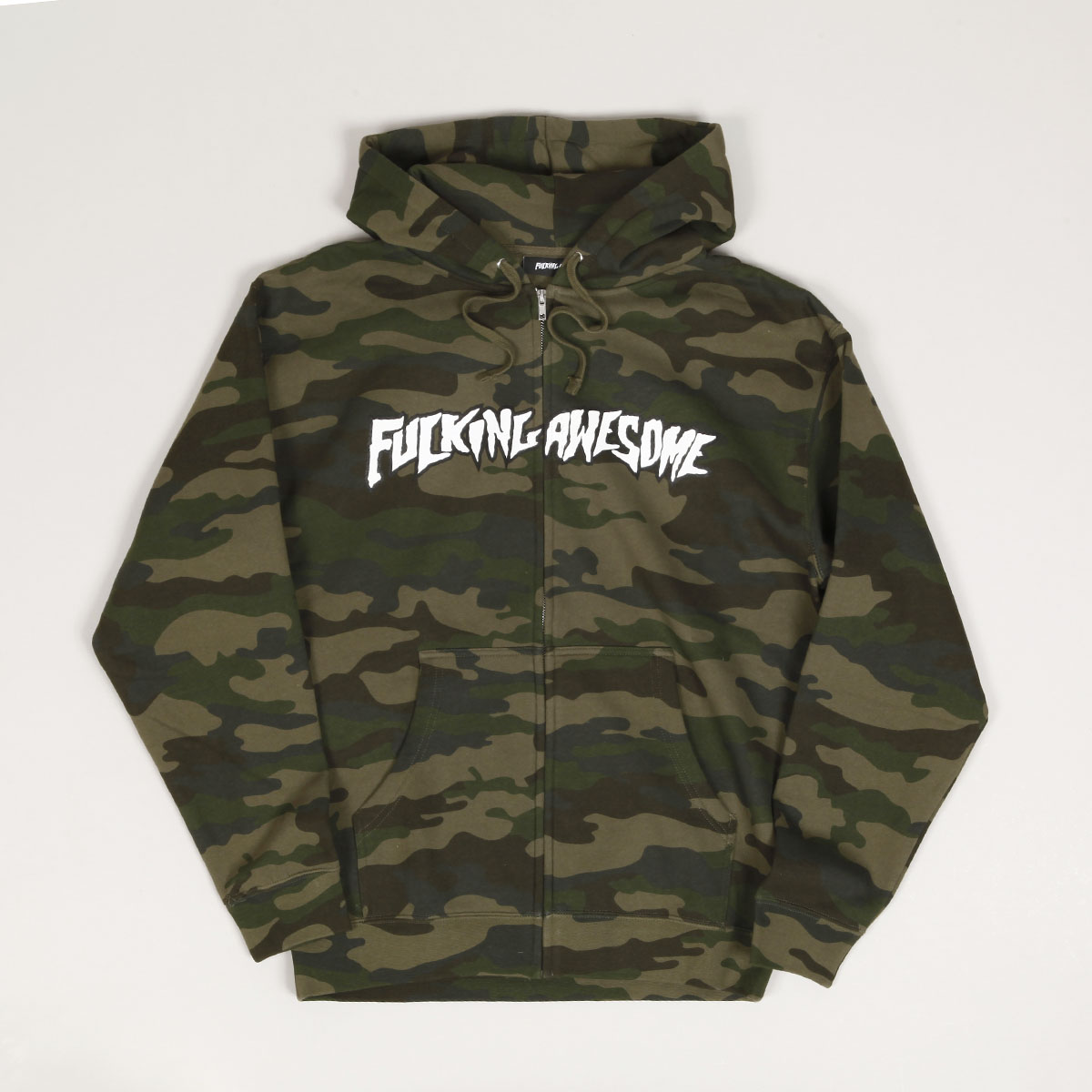 Fucking Awesome Stamp Logo Zip Hoodie Camo - Skateboarding